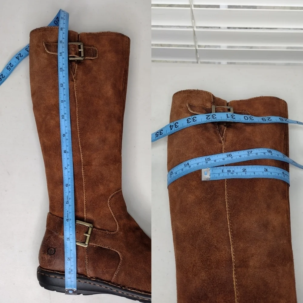 Born Brown Distressed Buckle Riding Tall Over The Knee Boots Sz 8M